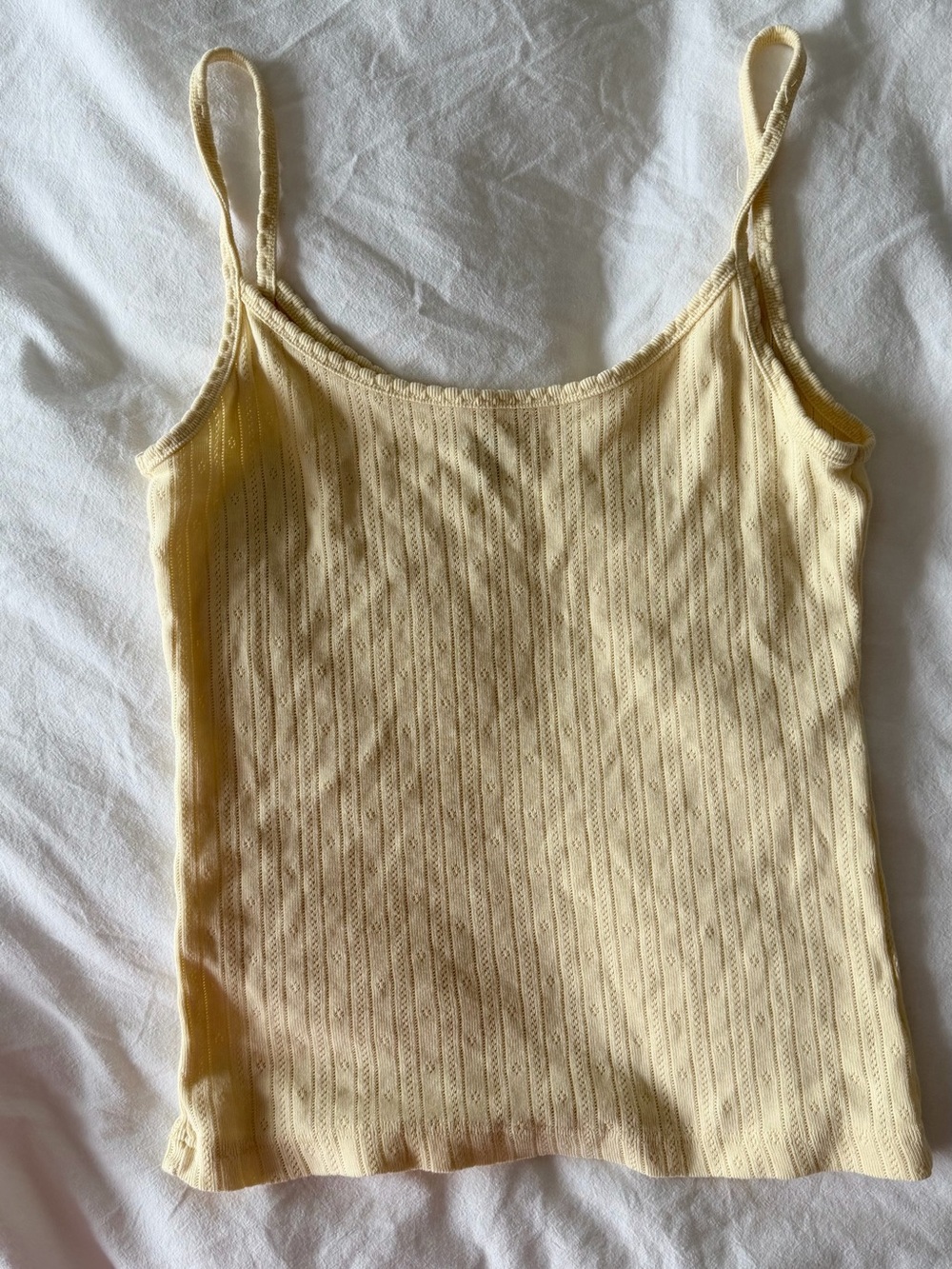 Brandy Melville Yellow Eyelet Pointelle Cami